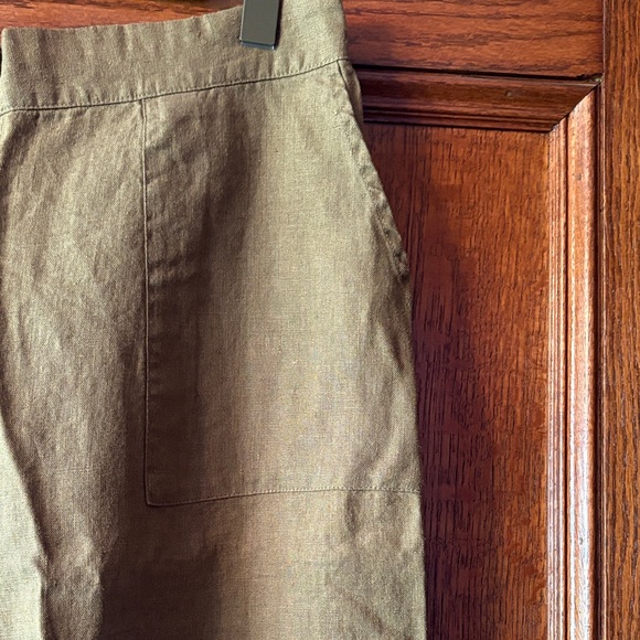 FLAX olive Green Linen wide leg flood Pants - Picture 4 of 4
